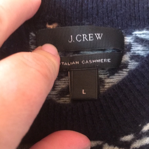 J. Crew, Italian cashmere navy and sea foam pattern size L - Picture 5 of 8